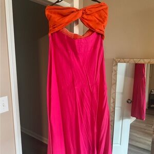 Petal & Pup Strapless Dress in Pink and Orange